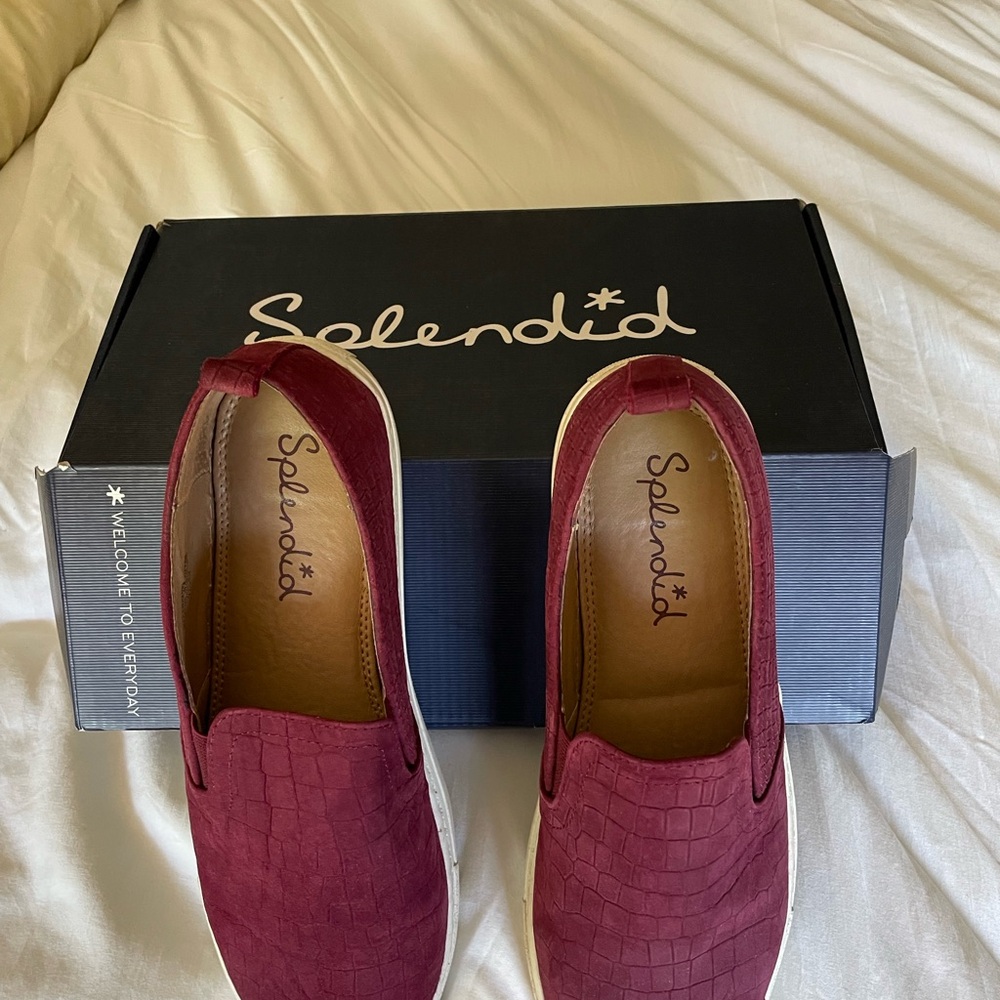 Splendid Maroon Textured Slip-On Shoes
